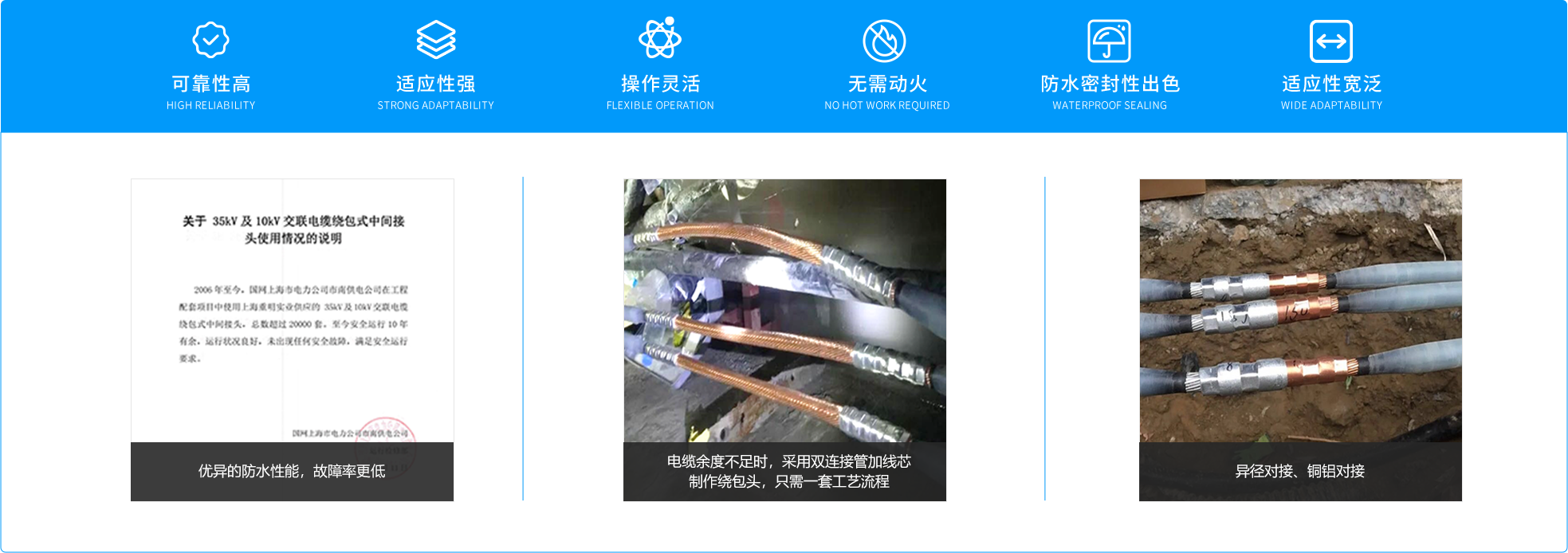 可靠性高、适应性强、操作灵活、无需动火、防水密封性出色、适应性宽泛